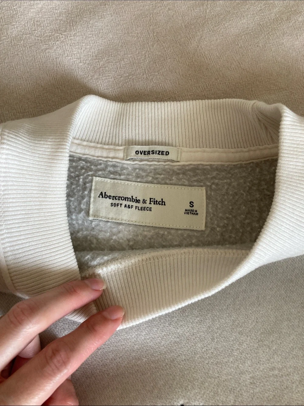 Abercrombie & Fitch Cream Crewneck with Yellow Crown Embroidery
